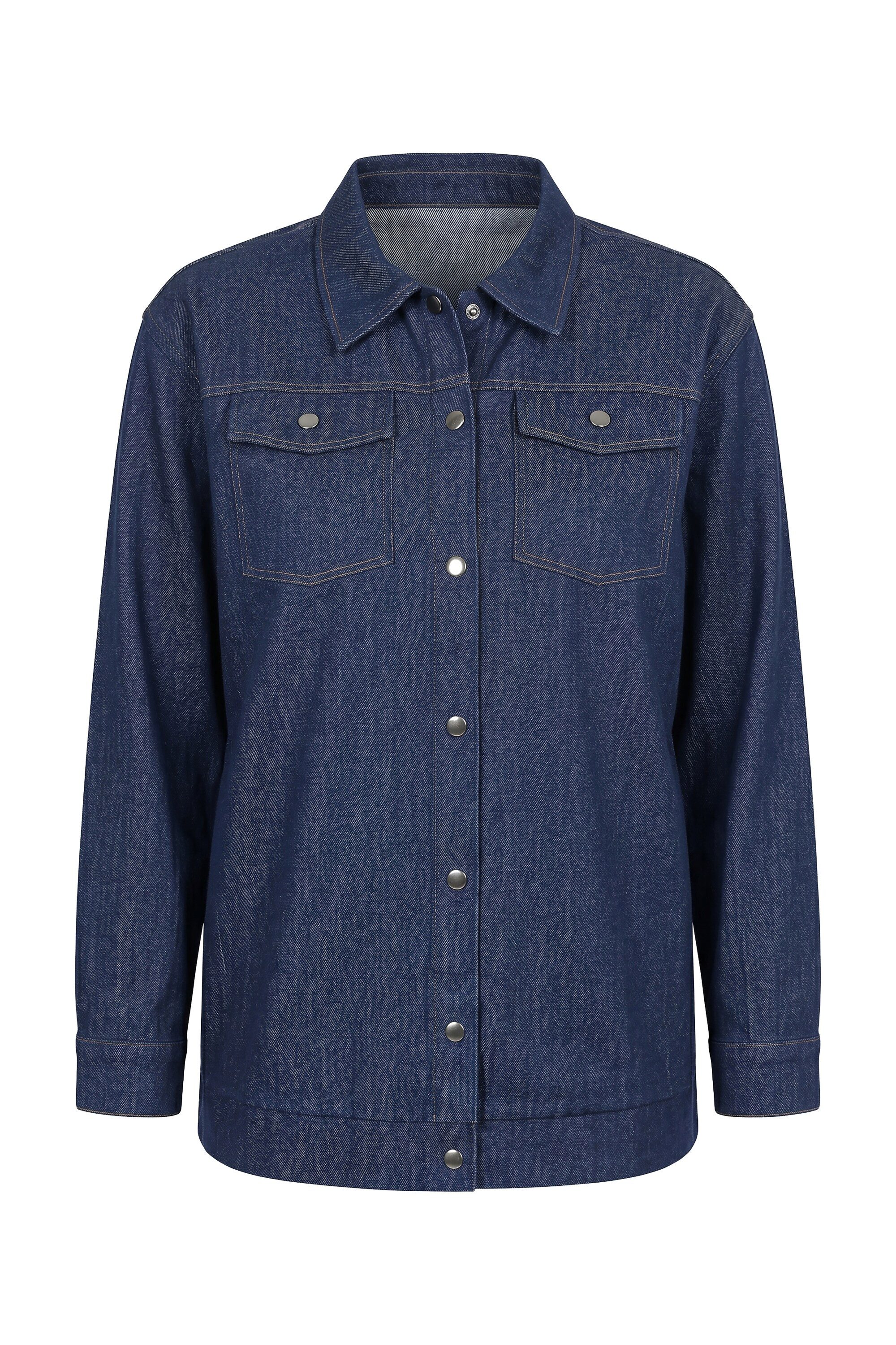 MIAMODA Jeansjacke Jeanshemd loose fit Loose Fit Hemdkragen Langarm