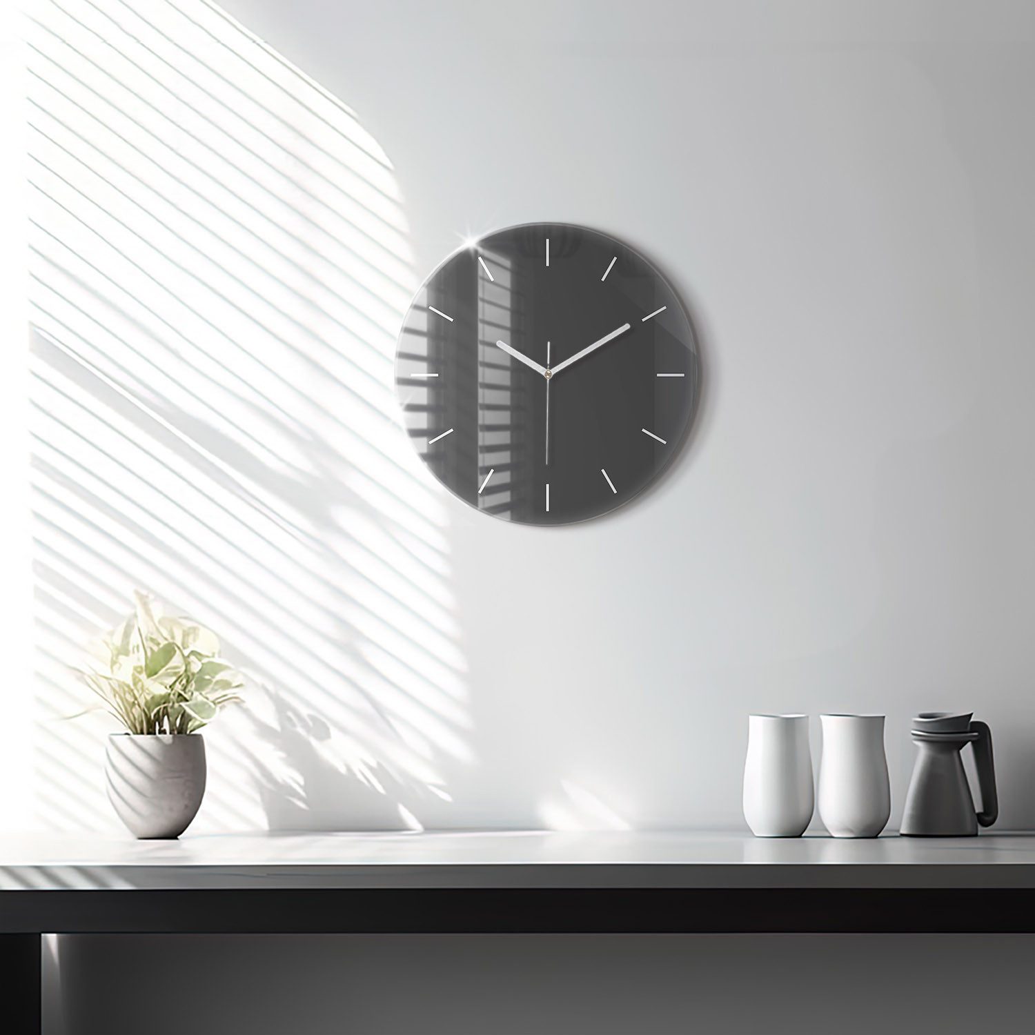 Tulup Wanduhr Wanduhr Glasrunde Uhr Moderne Glaswanduhr 30cm Uhr aus gehärtetem Glas