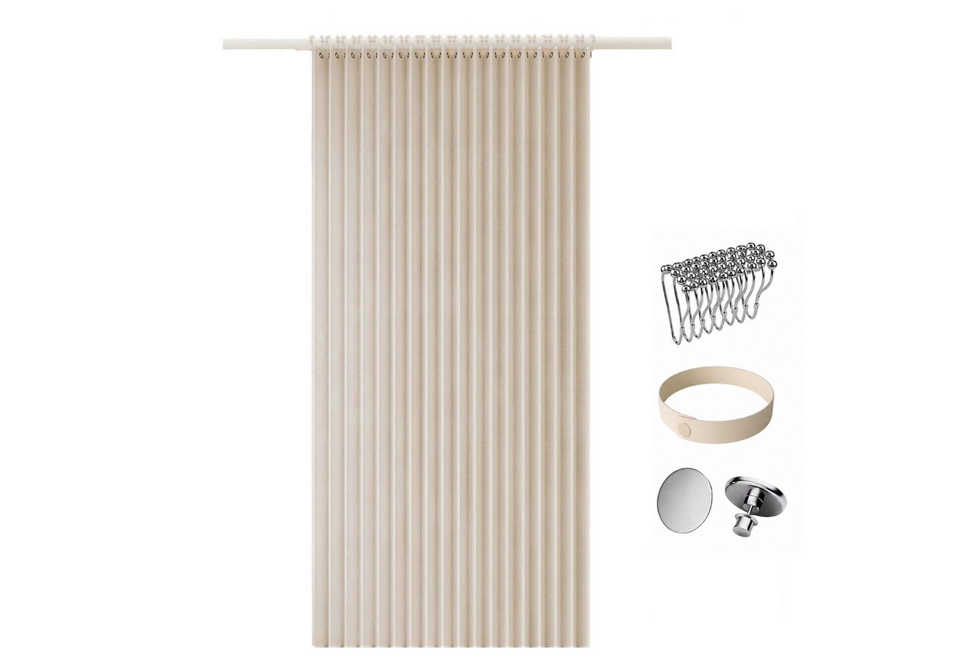 Zyronn Duschvorhang Magnet Duschvorhang Leinenoptik – Wasserabweisend, Faltbar Breite 120 cm (1-tlg), Raumteiler für Badezimmer, Dusche & Schlafzimmer