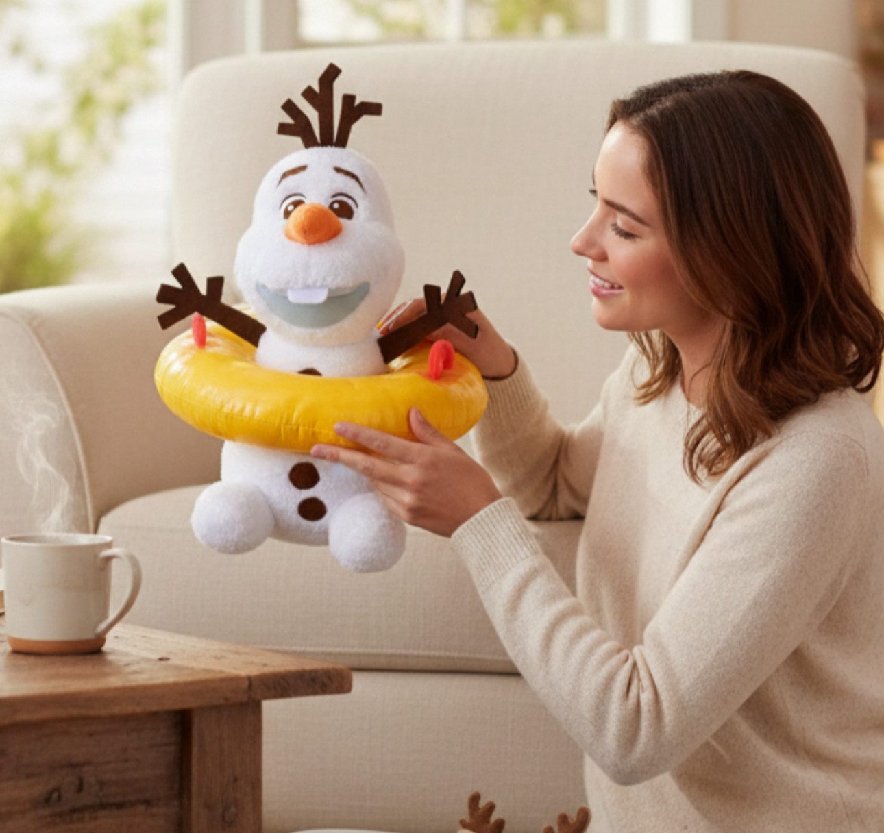 Disney Kuscheltier Olaf Kuscheltier glitzert Eiskönigin Frozen mit Schwimmreifen