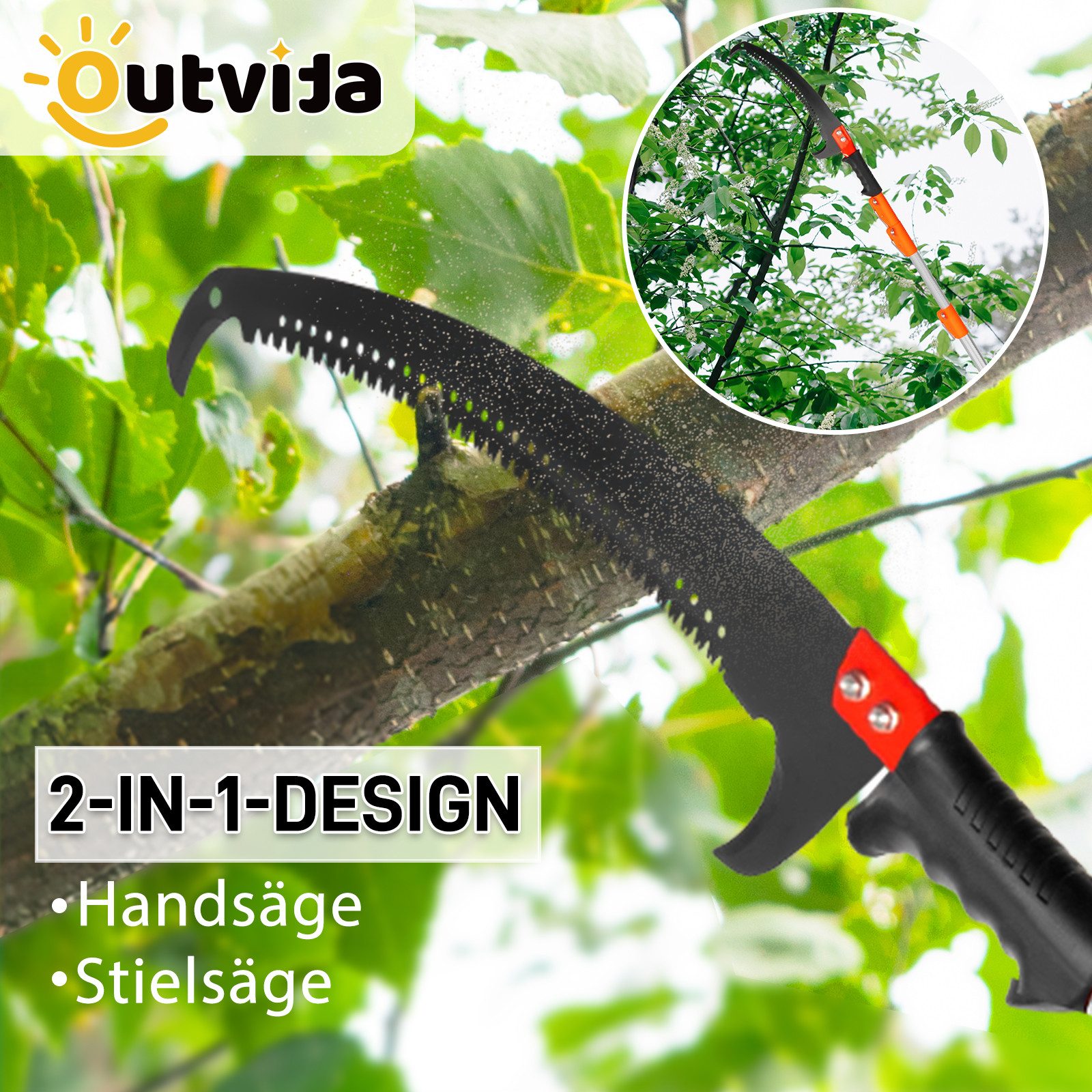 LALAHO Gartensäge Teleskop-Gartensäge mit Stiel (7.3/8 m) – Handsäge, einstellbare Länge, Astscheren-Set mit Tragetasche & scharfem Sägeblatt – Bild 5 von 5