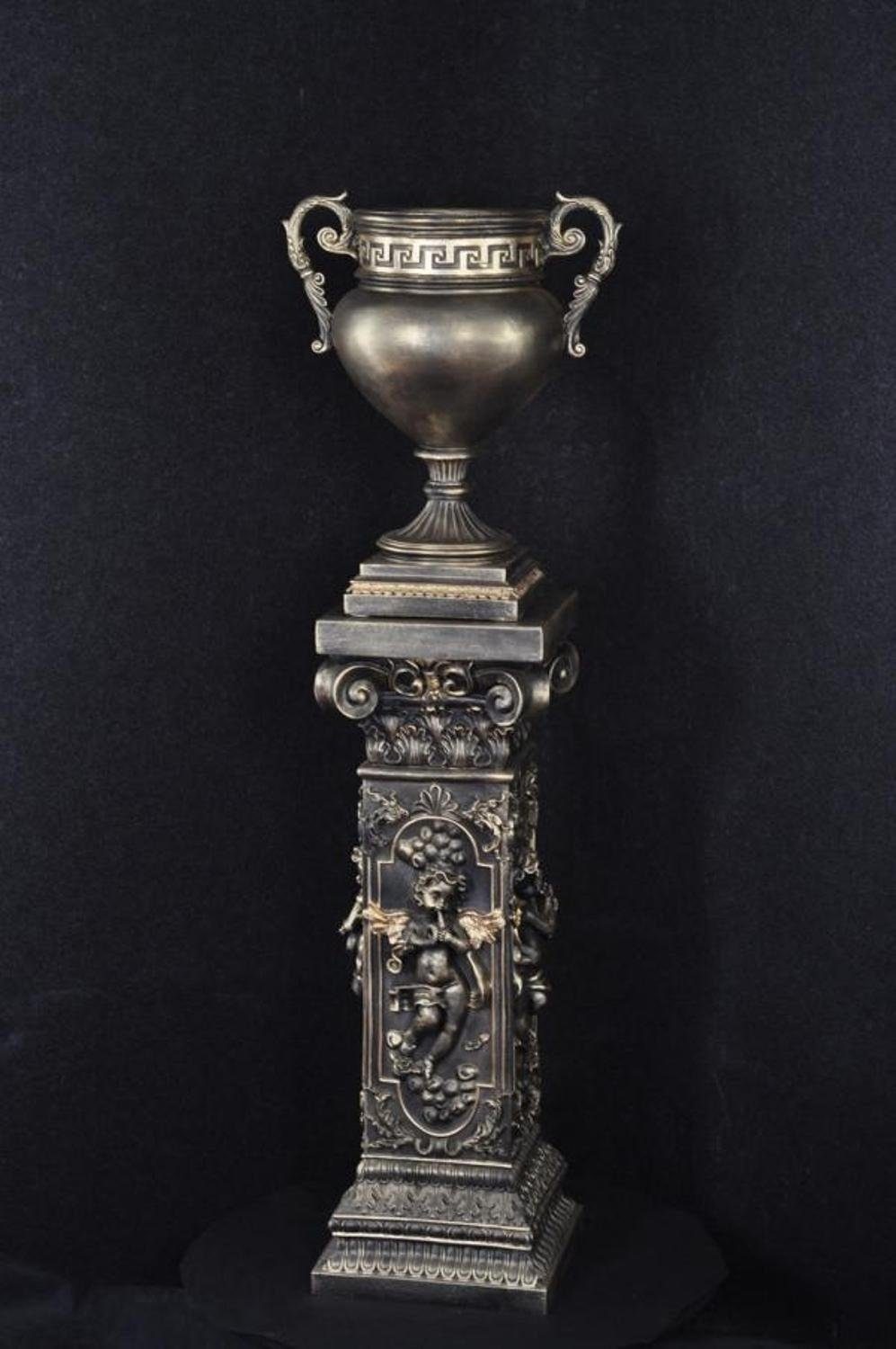 49cm Kelch Handarbeit Vase Design JVmoebel Deko Pokal Skulptur Topf Schwarz Blumen Vasen XXL