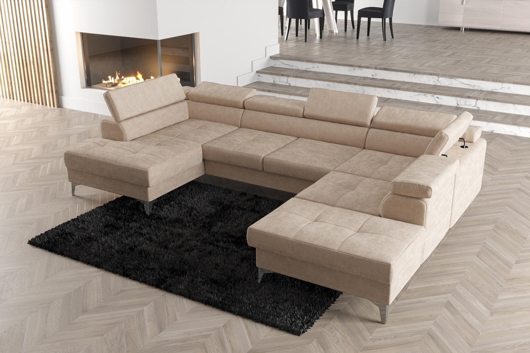 JVmoebel Ecksofa Modernes Design Polsterung Couch Wohnzimmer Ecksofa U-Form, Made in Europe Beige