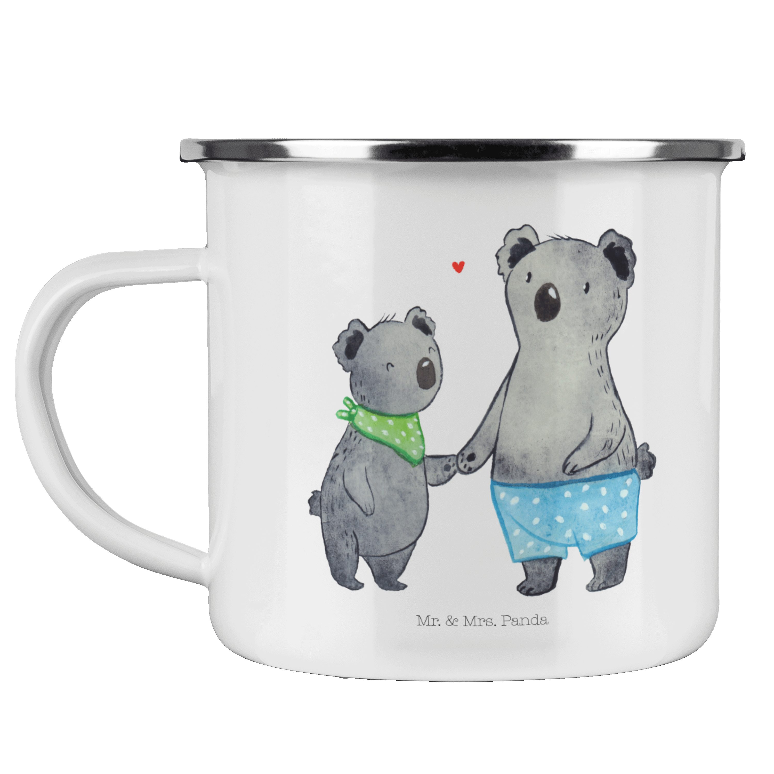 Mr. & Mrs. Panda Becher Koala Kleiner Bruder - Weiß - Geschenk, bester Bruder, Muttertag, Out, Emaille