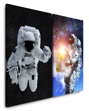 Sinus Art Leinwandbild 2 Bilder je 60x90cm Astronaut Weltraum Sterne Universum Fantasie Zauberhaft Galaxie