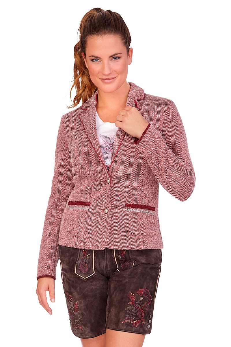 MarJo Trachtenjanker Trachtenblazer Damen - MARGIT - bordeaux, grau