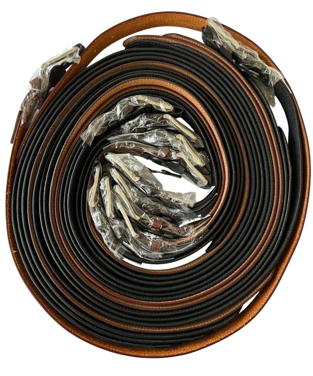 DIW Ledergürtel 12er Set Echtleder-Gürtel Herren, M-XL, Schwarz, Braun, Rotbraun (Spar-Set, 12-St., 12er Set) im klassischen Design