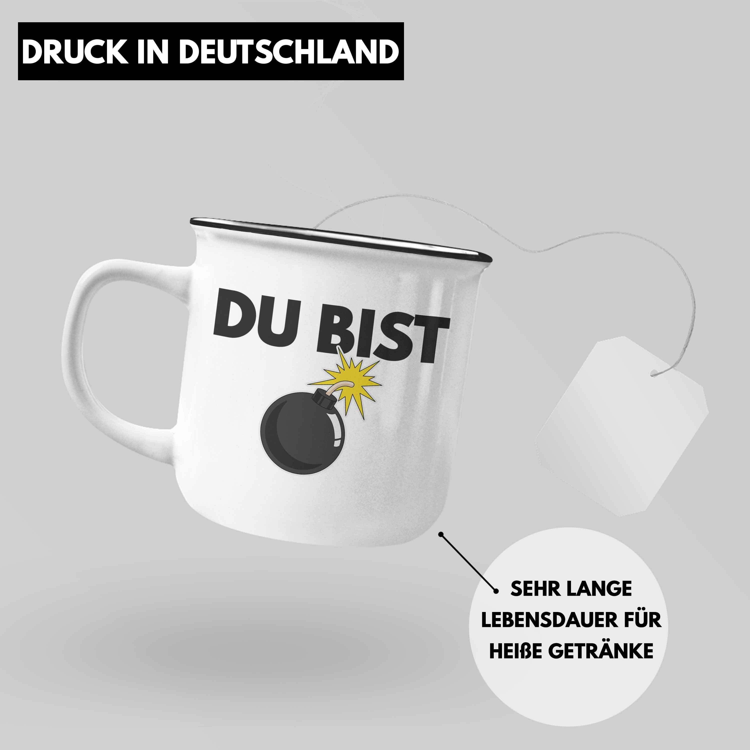 Trendation Thermotasse Bombe Freundin Du Emaille Sarkastischer Lustige Freund Bester Tasse - Kollegin Spruch Trendation Geschenk Spruch Bist Kollege mit Silber