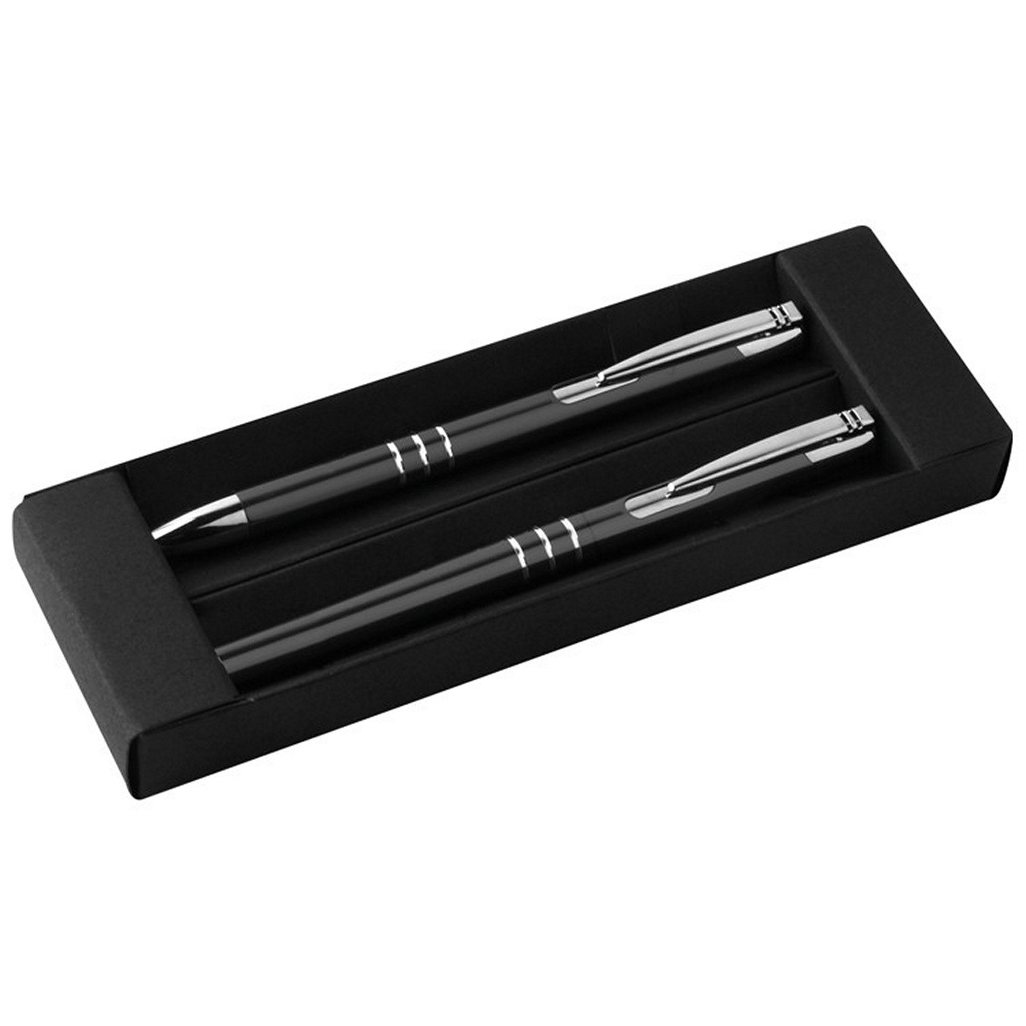 Macma Kugelschreiber Metall Schreibset / Kugelschreiber + Rollerball / Farbe: schwarz