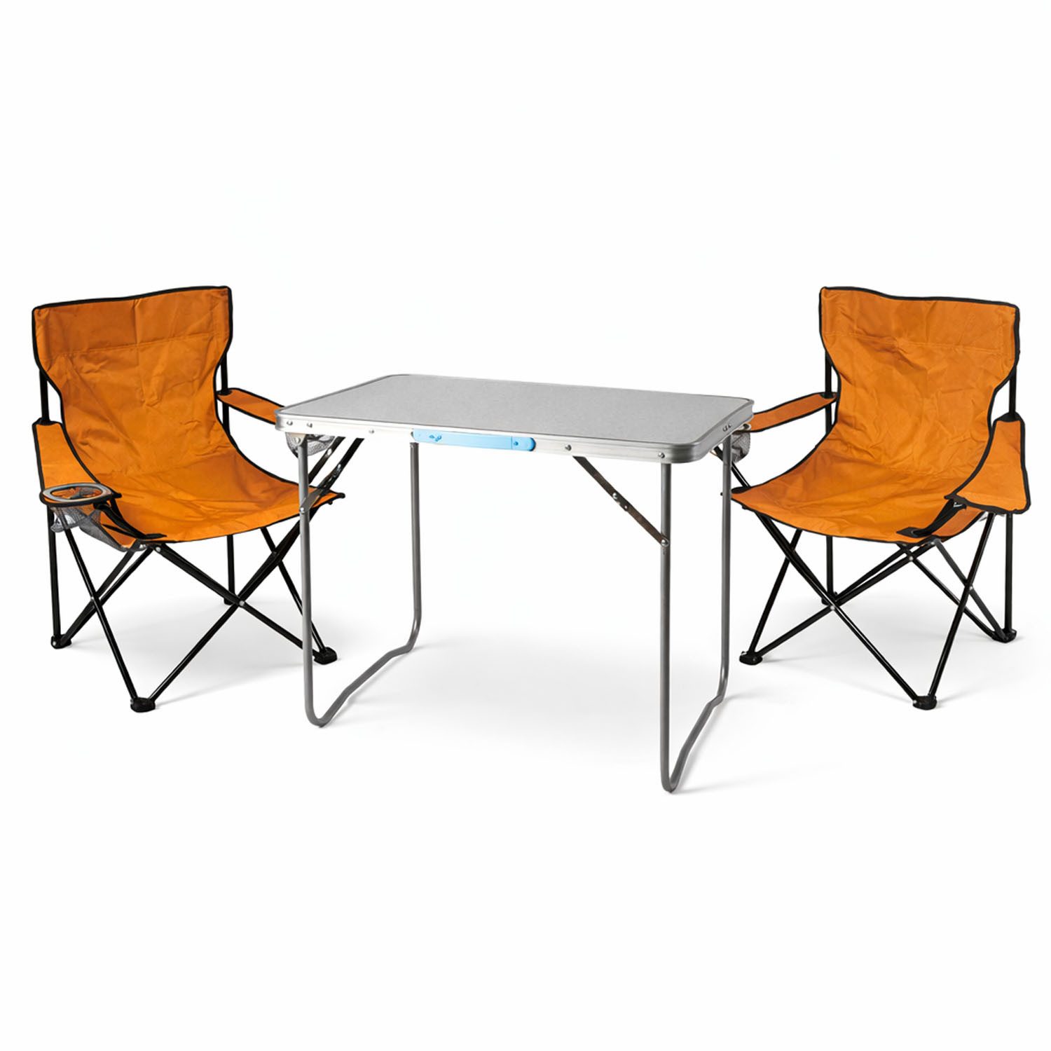 Mojawo Essgruppe 3-teiliges Campingmöbel Set orange XL Tisch 80x60x68cm + Campingstühle