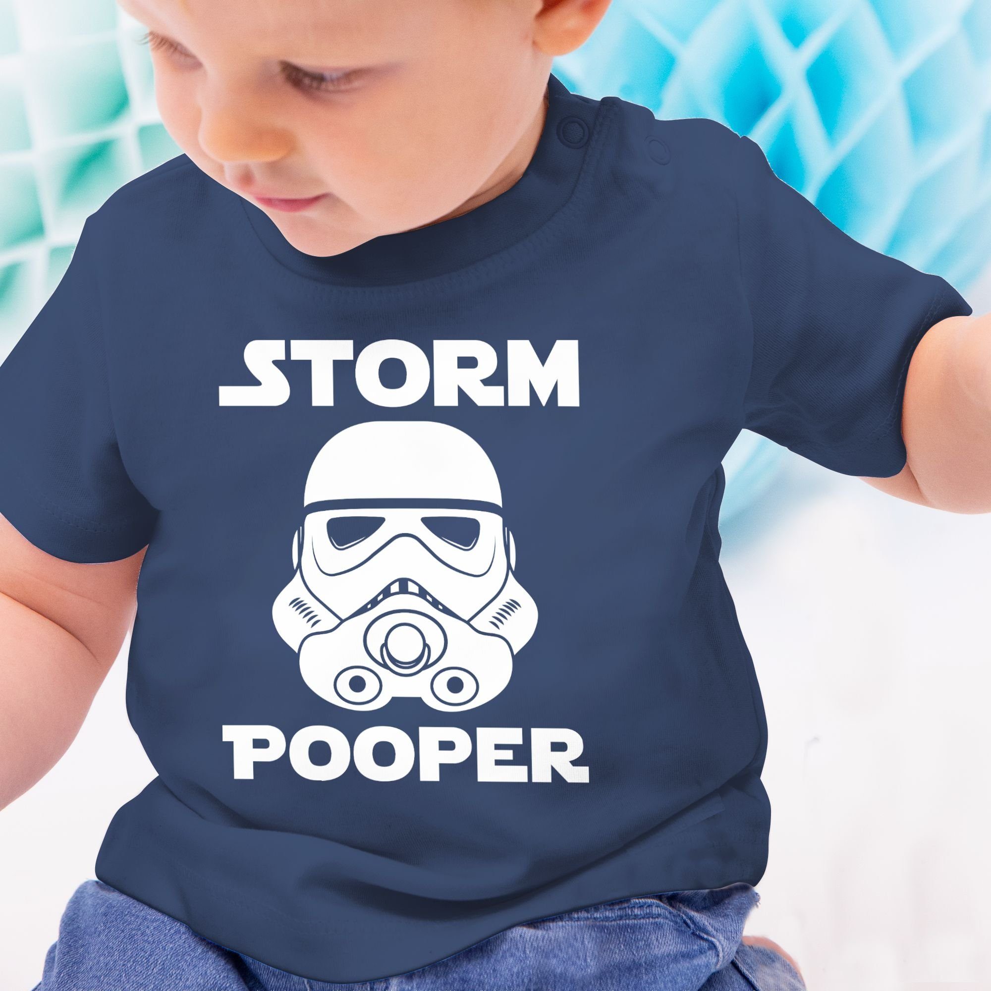 Shirtracer T-Shirt Storm Stormpooper Sprüche Baby Pooper 1 - Navy Blau