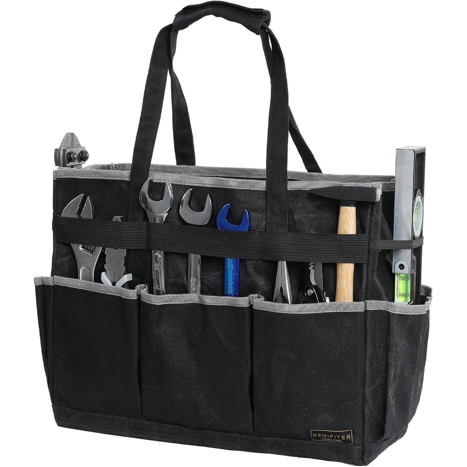 LuxusKollektion Werkzeugtasche Werkzeugtasche 6 Taschen 16oz Canvas Schwarz