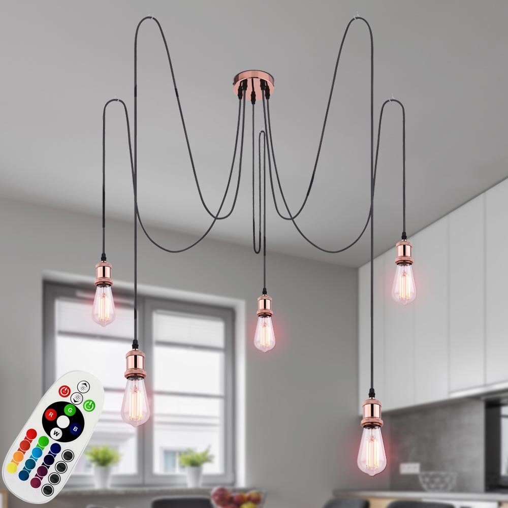 etc-shop LED Pendelleuchte, Leuchtmittel inklusive, Warmweiß, Farbwechsel, Pendel Leuchte Decken Lampe Fernbedienung Hänge Textil Strahler