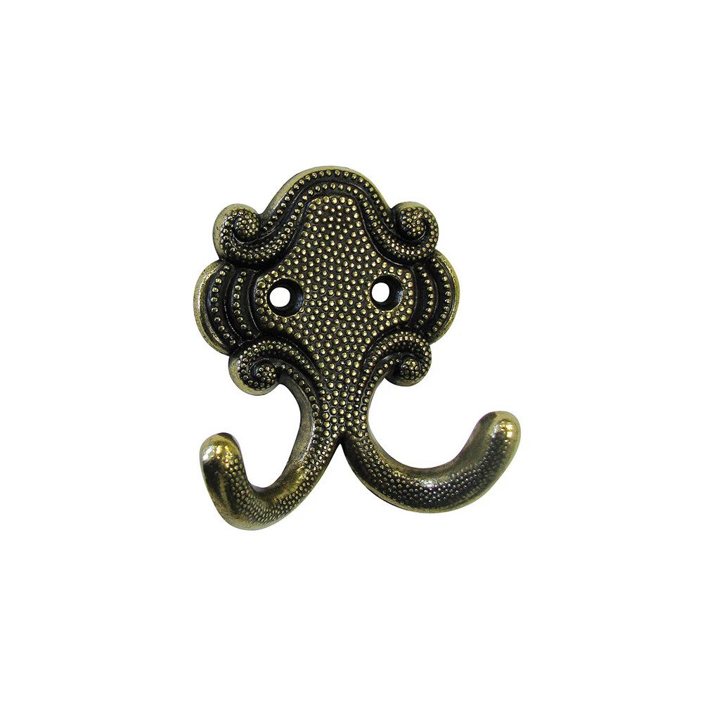 Jürgen Schwerter Hakendesign Kleiderhaken Doppelhaken Kleiderhaken, Wandhaken antik, Altmessing-Optik