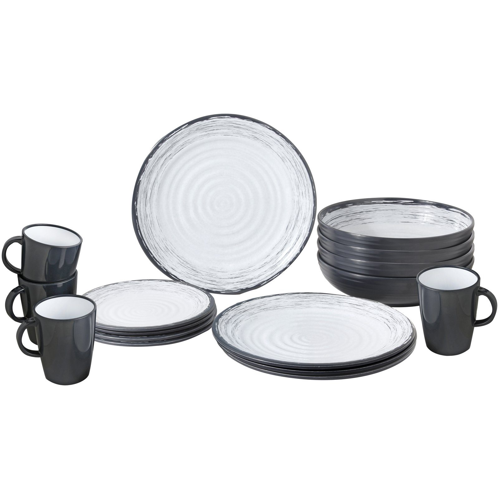 BRUNNER Geschirr-Set Melamin Ess Geschirr Set Lunch, Melamin-/Mineralgemisch, Box 16-teilig melamin geschirr brunner