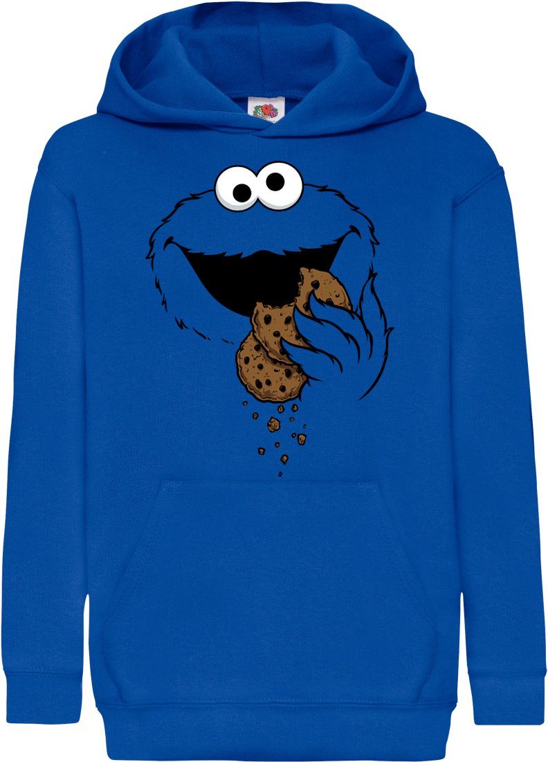 Youth Designz Kapuzenpullover Keks-Monster Kinder Hoodie Fun Пуловеры Jungen Mädchen Fasching Kostüm mit lustigem Krümelmonster Aufdruck als Karneval Kostüm