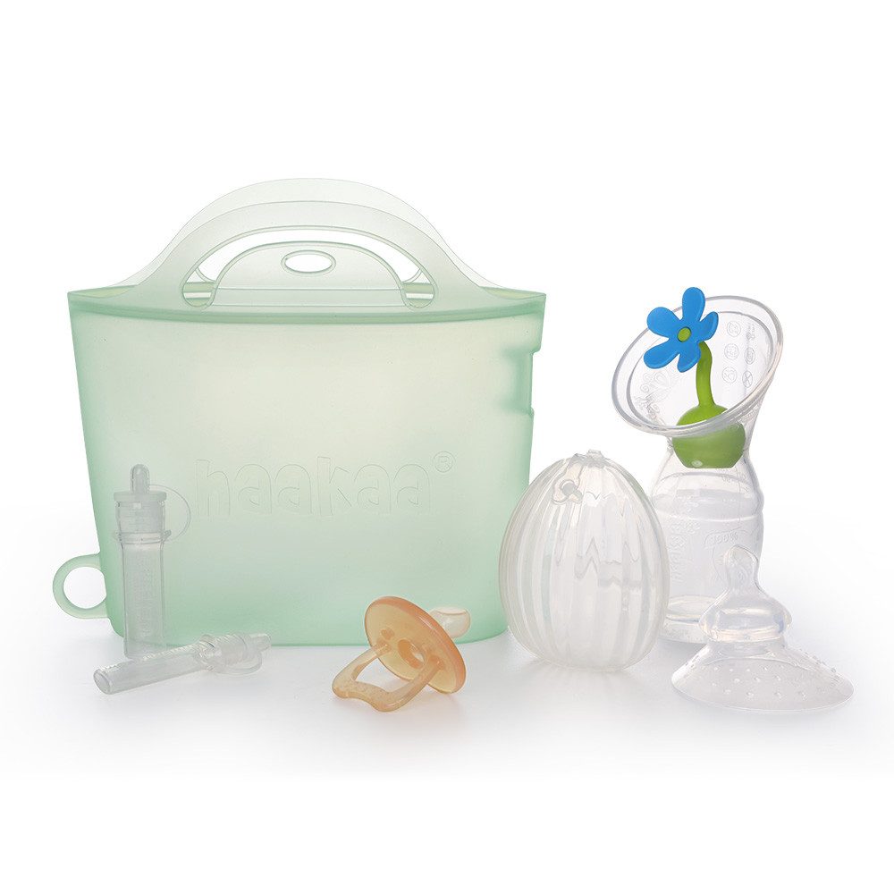 Haakaa Mikrowellen-Dampfsterilisator Dampf- und Sterilisierbeutel 1250ml, Milchpumpenreinigung, Geeignet für Kühlschrank, Gefrierfach, Mikrowelle und Spülmaschine