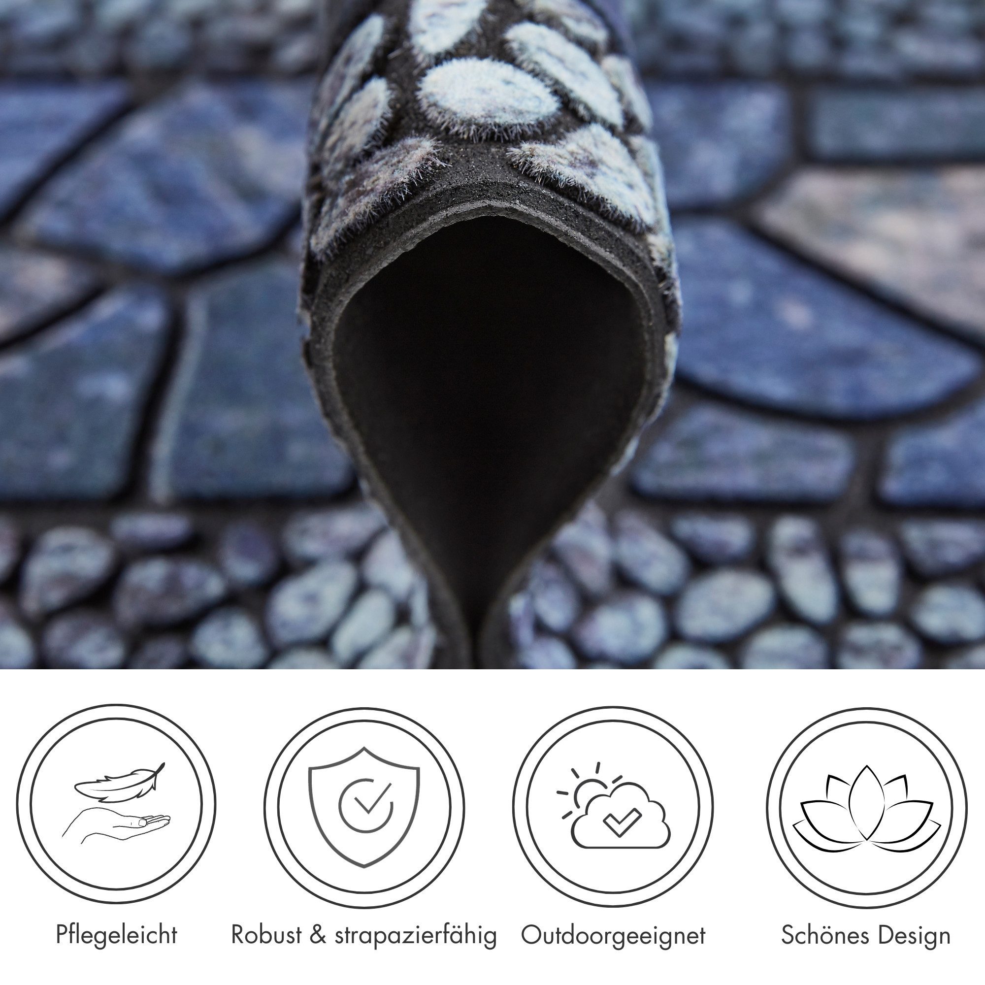 Andiamo Stufenmatte Outdoor, 2er Set, rechteckig, Höhe: 6 mm, Outdoor-Stufenmatten, Stein Motiv, Gartenbereich, Außenbereich