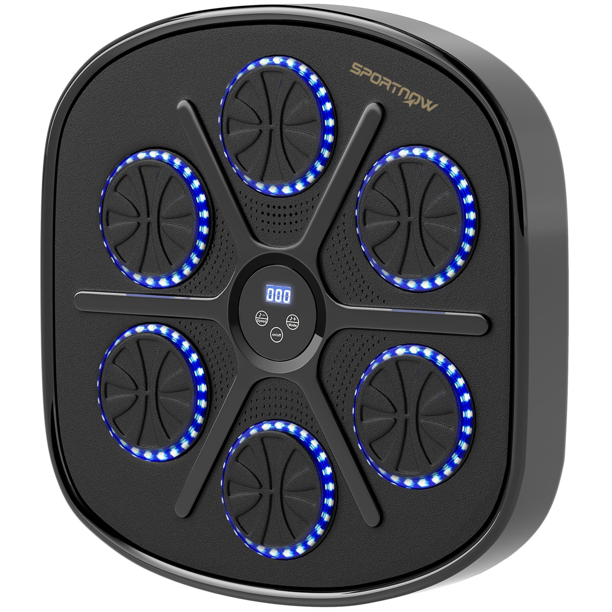 SPORTNOW Boxsack Music Boxing Machine mit LED-Leuchten, Musik (Wandmontage Boxziel, 1-tlg., elektronische Bluetooth Boxmaschine), für Erwachsene, Heimübungen, Schwarz