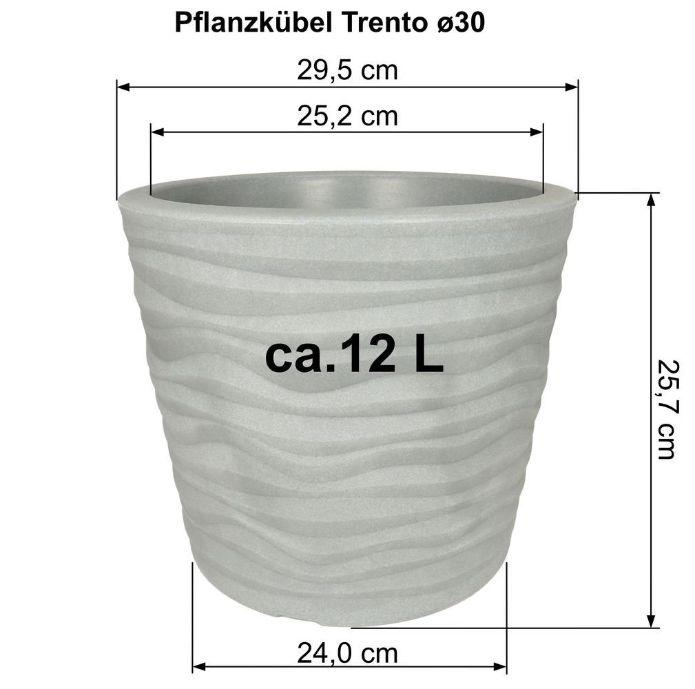 Anthrazit, und Heimwerkercenter Pflanzkübel ø30 Trento Kunststoff wetterfest aus MePla Blumentopf cm, frost- UV-beständigem Pflanzkübel