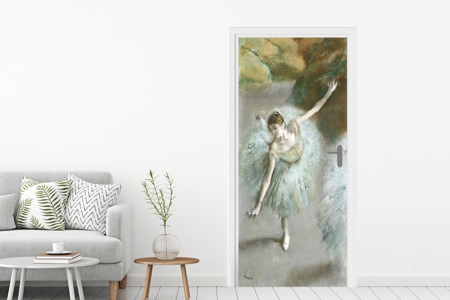 Tür, von Degas, Gemälde Türaufkleber, bedruckt, Edgar (1 St), - für in Matt, Fototapete Türtapete 75x205 MuchoWow Grün cm Tänzerin