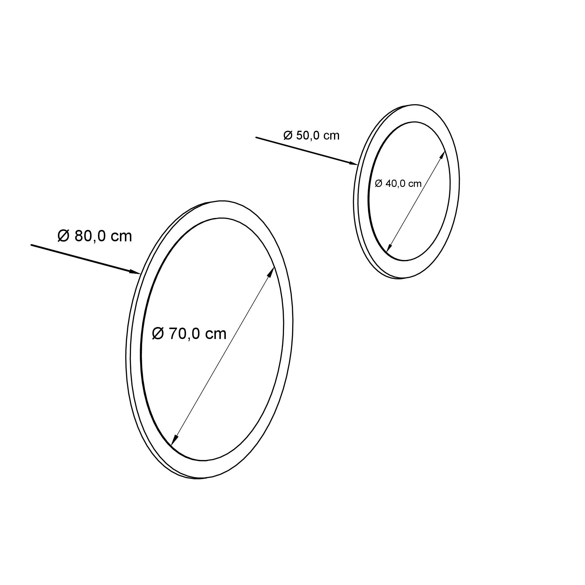 Flur Spiegel, Durchmesser) 80 cm Grau und runde für (2 mit Vladon in und Wohnzimmer Hochglanz Wandspiegel (50 dekorative Globe MDF-Rahmen),