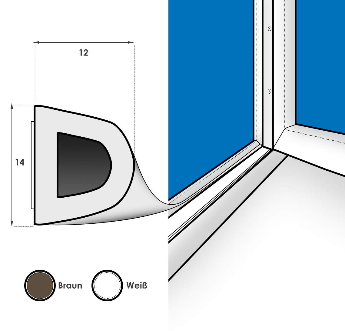 Thumbnail - DQ-PP Türdichtband DQ-PP Fensterdichtung, 10 Meter, Profil D,E,I,P,V, selbstklebend, E-Profil, D-Profil, I- Profil, P-Pr...