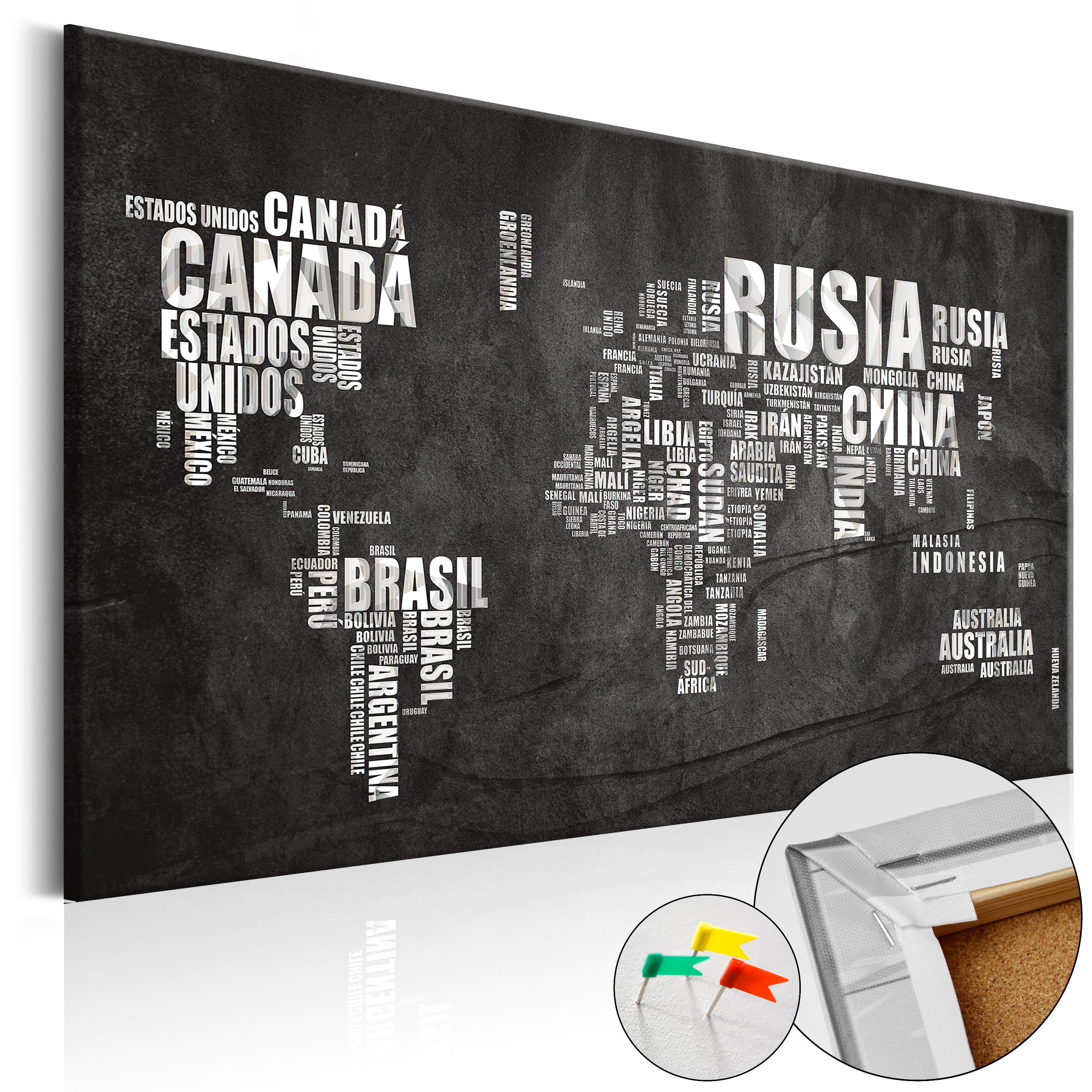 Artgeist Pinnwand Mundo Negro [Cork Map]