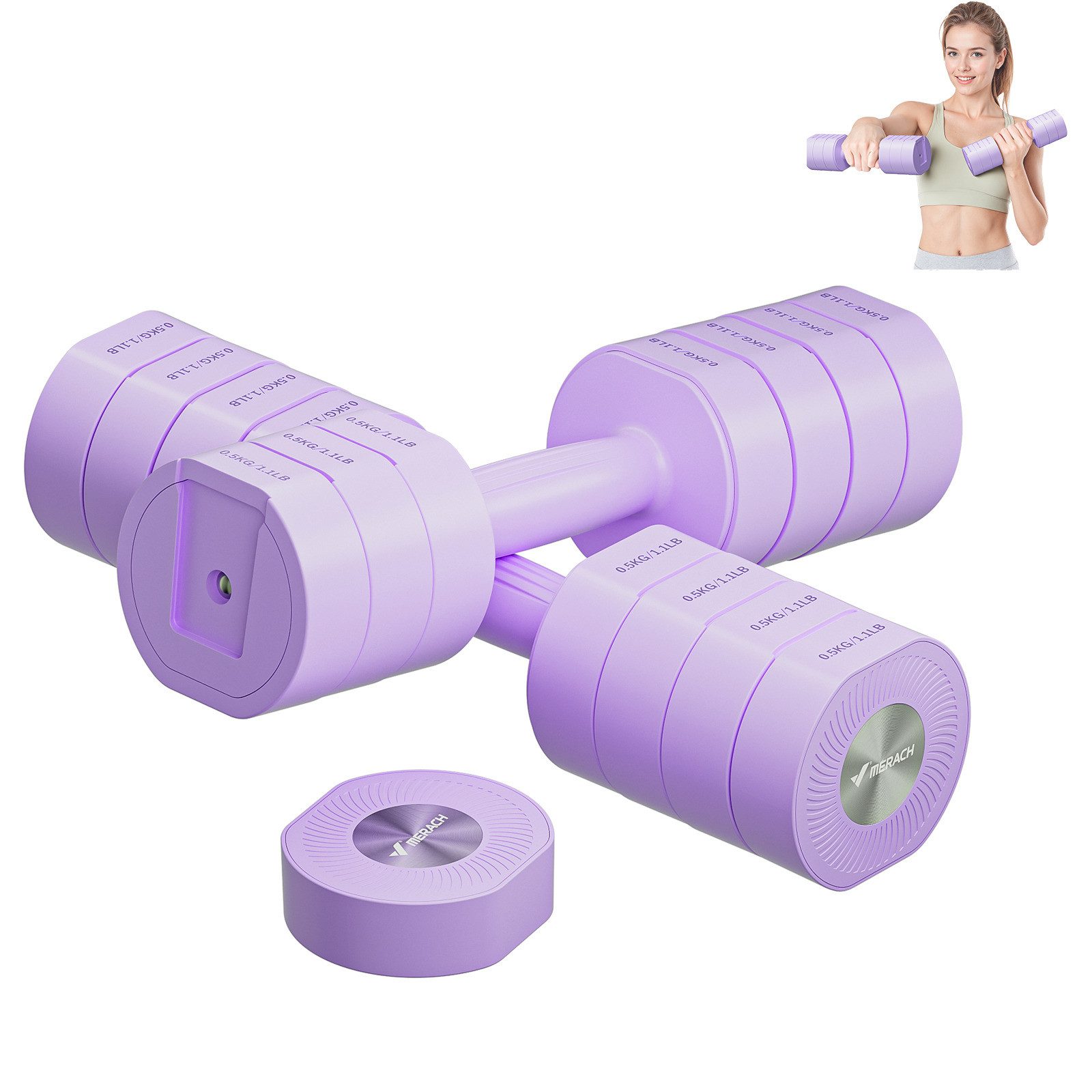 Hantel 4 in 1 Hanteln Set Verstellbar, Fitness Hanteln für Zuhause