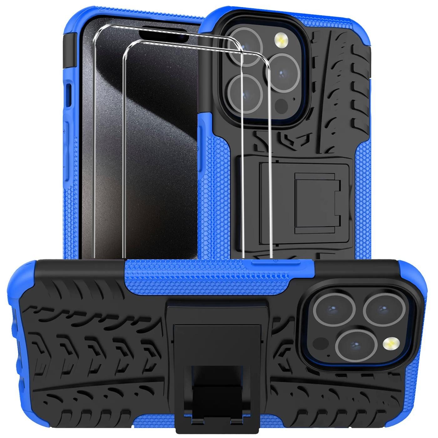 CoolGadget Handyhülle Blau als 2in1 Schutz Cover Set für das Apple iPhone 12 Mini 5,4 Zoll, 2x Glas Display Schutz Folie + 1x TPU Case Hülle für iPhone 12 Mini
