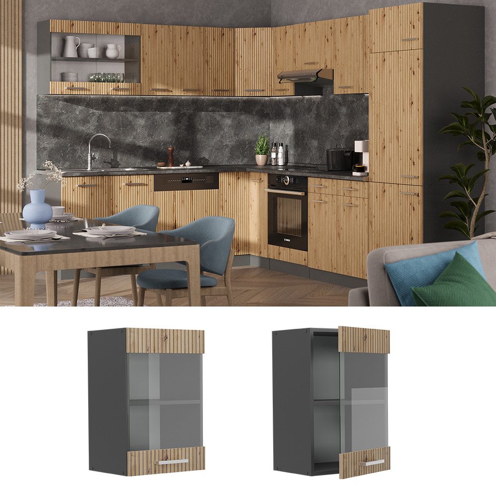 Vicco Glashängeschrank R-Line, Artisan-Eiche/Anthrazit, 40 cm günstig online kaufen