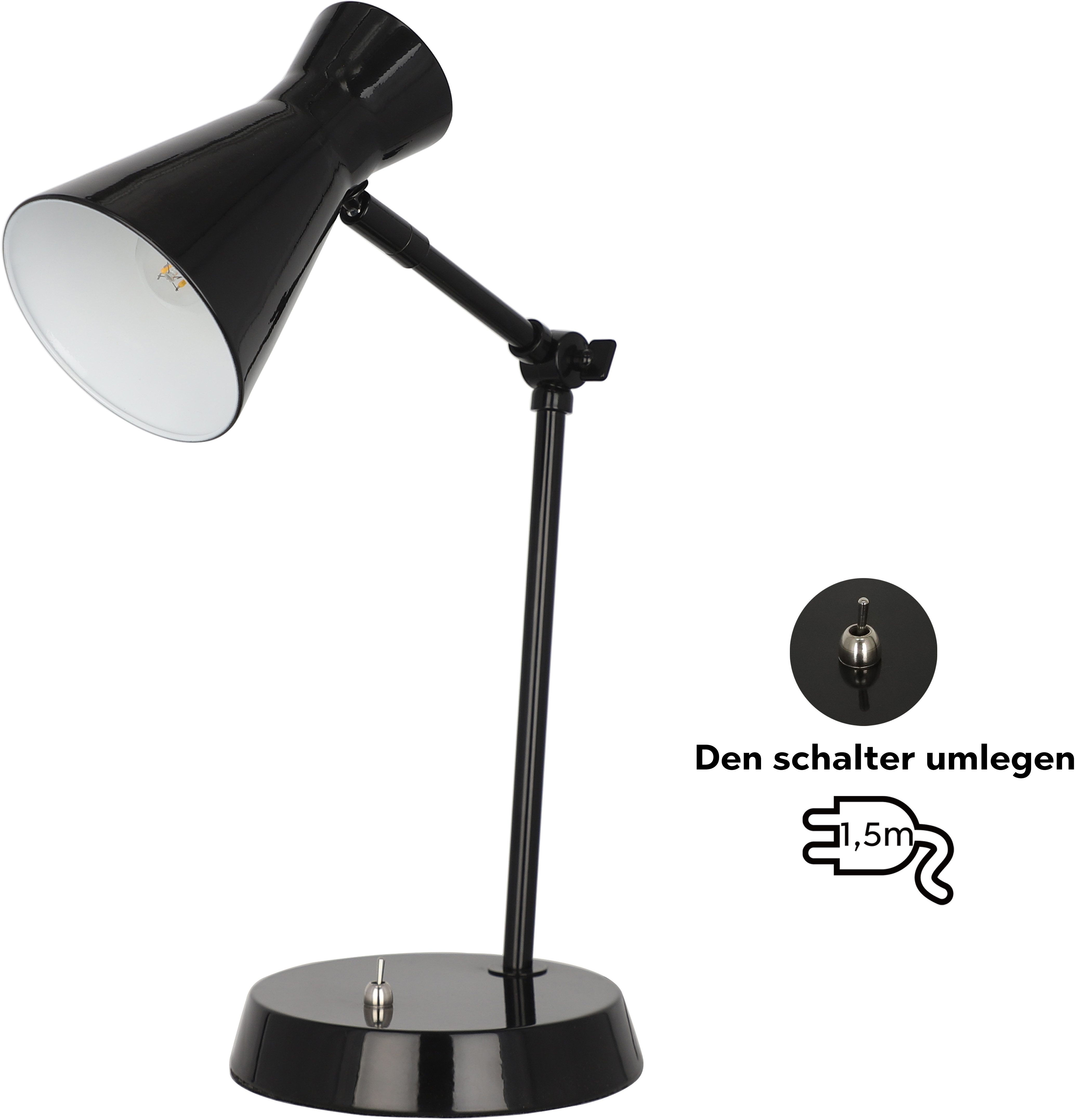 OTTO home Tischleuchte Renell, Ein-/Ausschalter, ohne Leuchtmittel, Minimalistisch, glänzend, individuell einstellbar, Schreibtischlampe – Bild 3 von 5