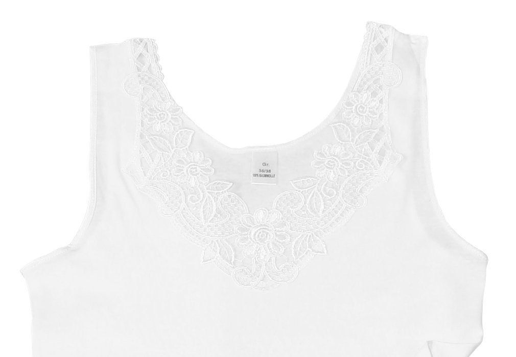 Cotton Prime® angenehmer Unterhemd mit Spitze in weiss Baumwollqualität