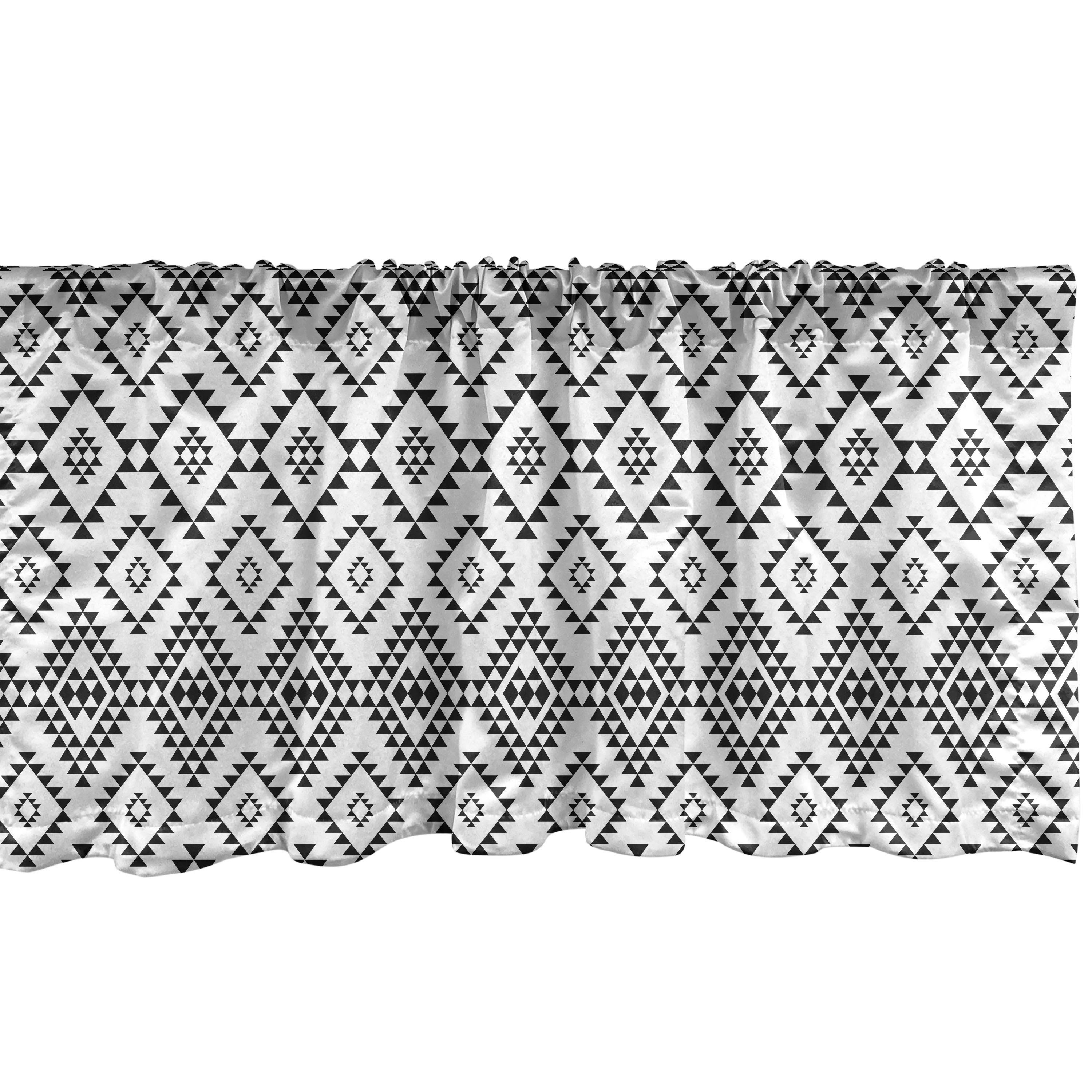 Scheibengardine Vorhang Volant für Küche Schlafzimmer Dekor mit Stangentasche, Abakuhaus, Microfaser, Tribal Minimalistische Tribal Motive