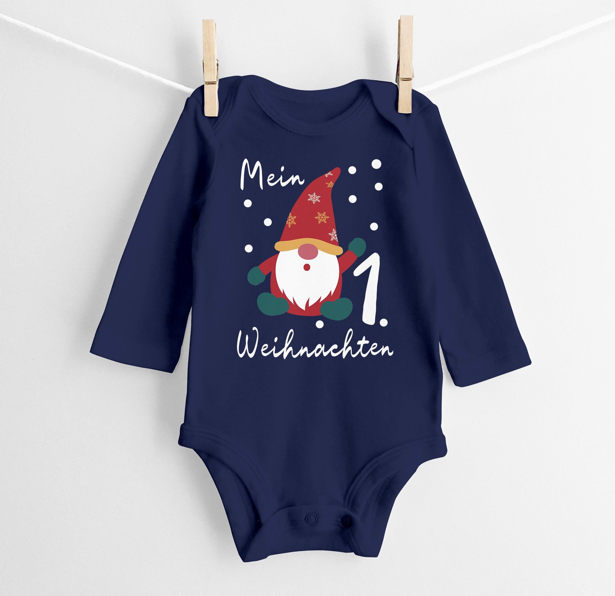 MoonWorks Body Baby Body langarm Mein erstes Weihnachten Wichtel Aufdruck XMAS