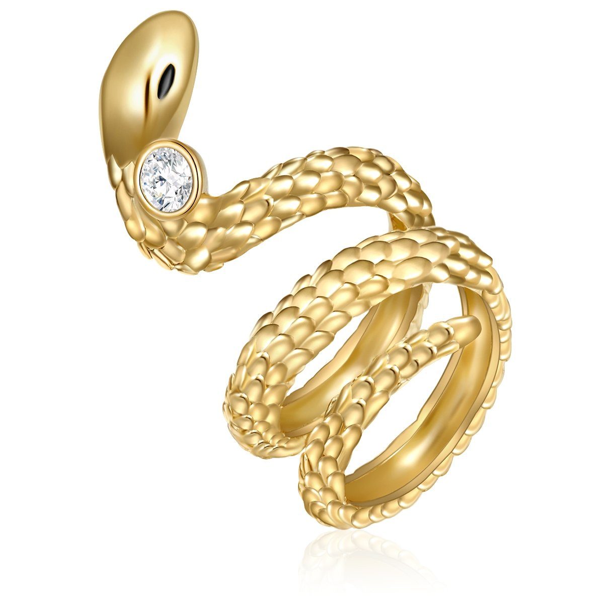 Lulu & Jane Fingerring Schlange gelbgold, Metall-Legierung