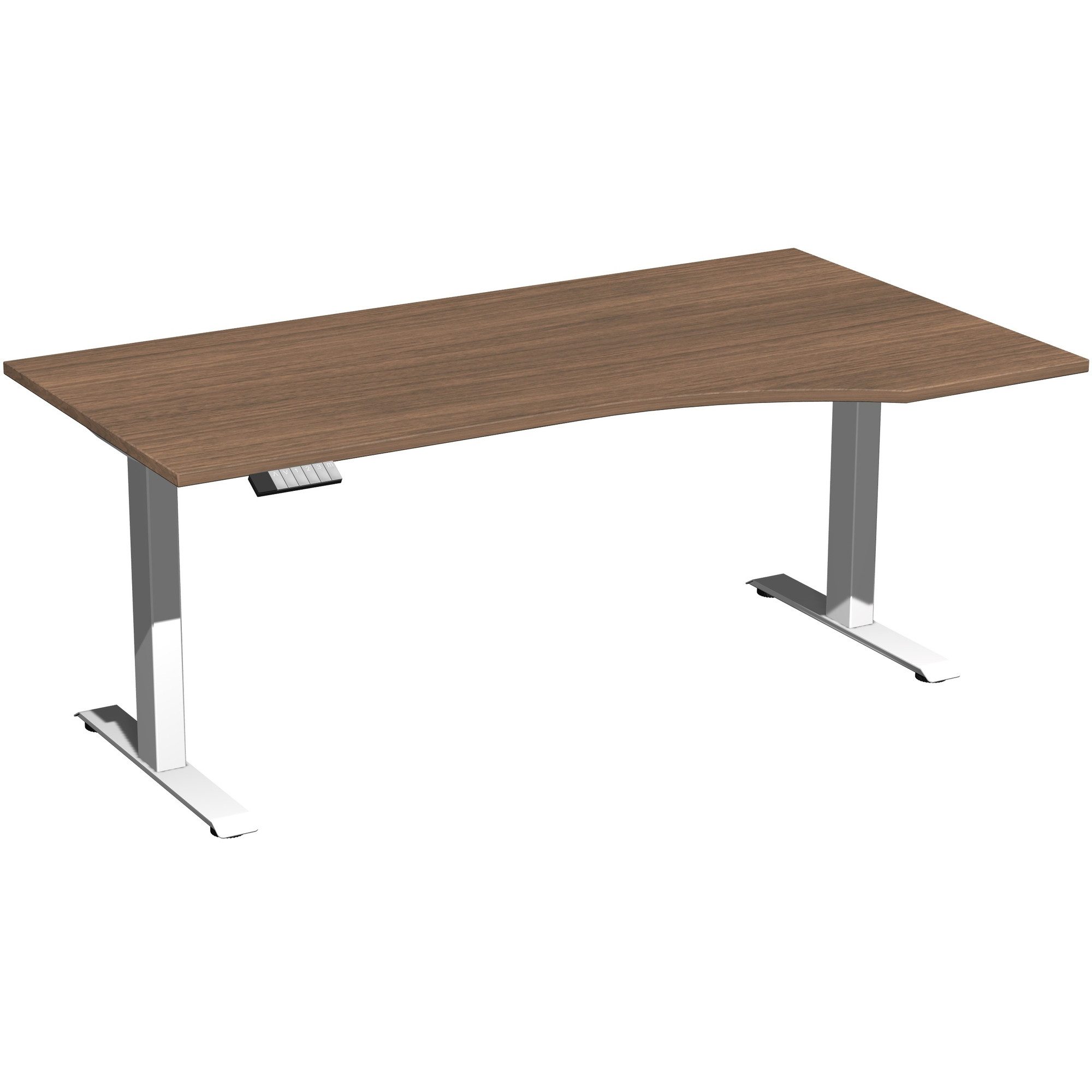 geramöbel Schreibtisch Tisch Elevate Basic re 1800x1000x730-1230mm weiß/nußbaum