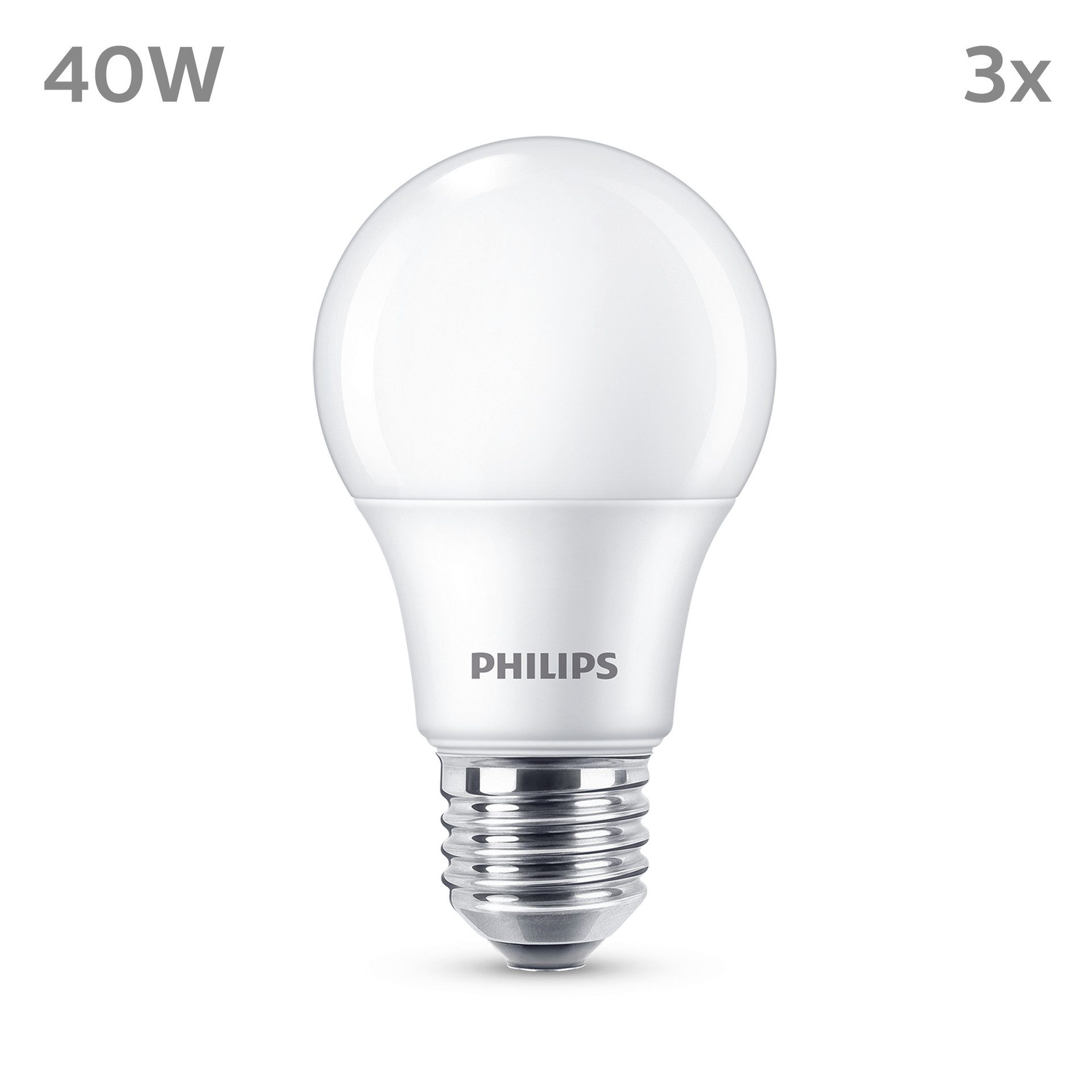 Philips Hue LED-Leuchtmittel LED classic Lampe 40W E27 warmweiß 470lm matt 3er Pack, E27