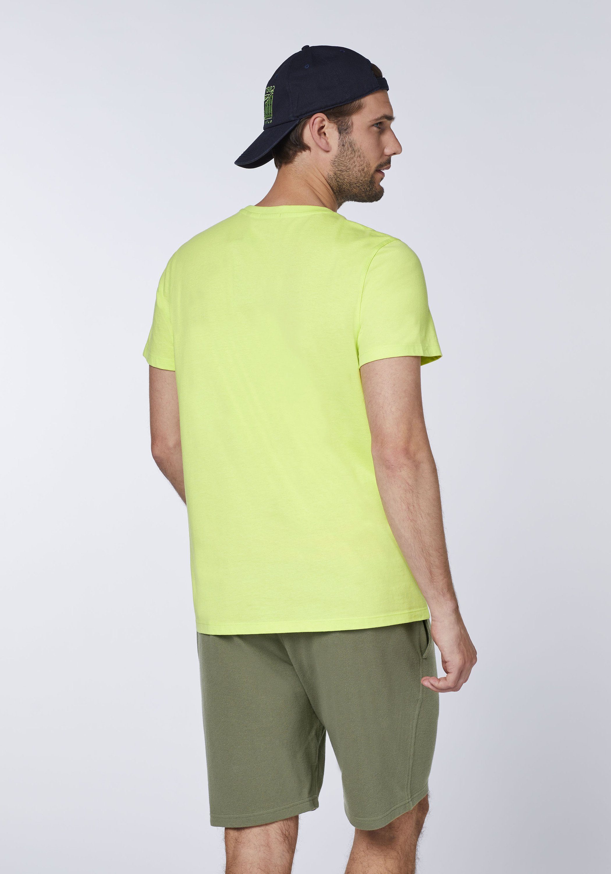 Green Print-Shirt Sharp 13-0535 Baumwolle in T-Shirt Two-Tone-Optik Chiemsee aus 1