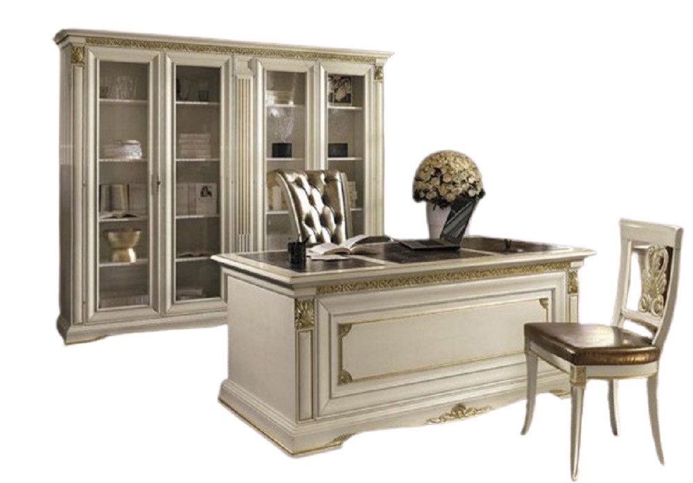 Xlmoebel Schreibtisch Traditionelles Handwerk Möbel aus Italien für stilvolles Wohnen (Schreibtisch-Set, Schreibtisch mit Stuhl und Schrank), Hergestellt in Europa