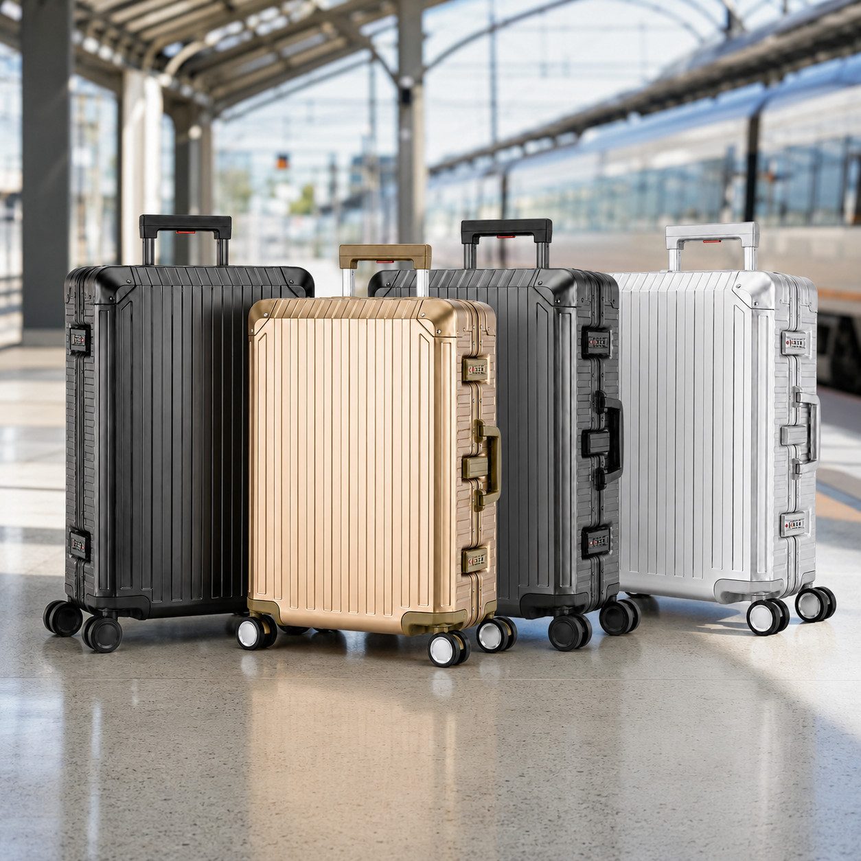 Travelhouse Koffer 100% Aluminium TOKYO L - verschiedene Farben, 4 Rollen, mit stabilem Aluminium Gehäuse und verstärkten Ecken