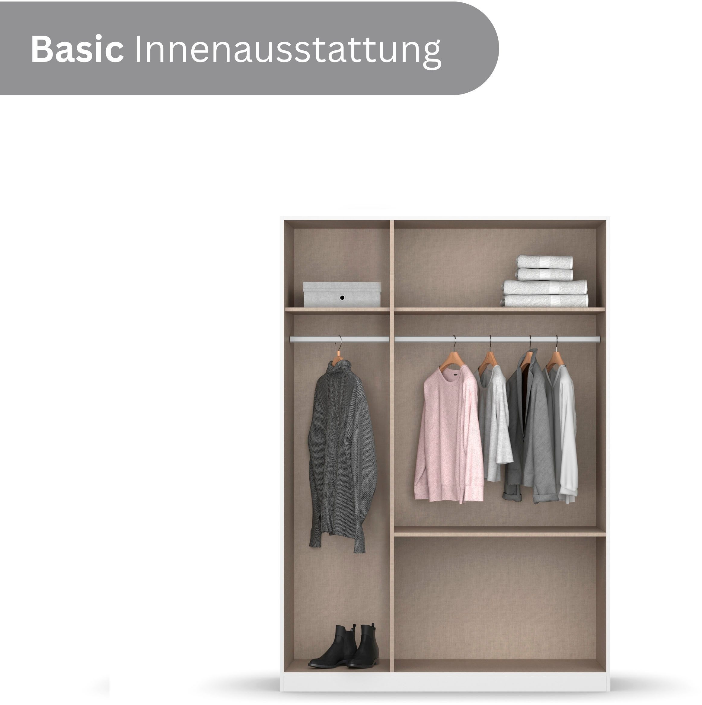 rauch Drehtürenschrank Kleiderschrank Schrank Garderobe COSTA in den Breiten 91/136/181 cm (in 3 Ausstattungen BASIC/CLASSIC/PREMIUM) viel Platz, grifflose Front und Push-to-Open Funktion MADE IN GERMANY