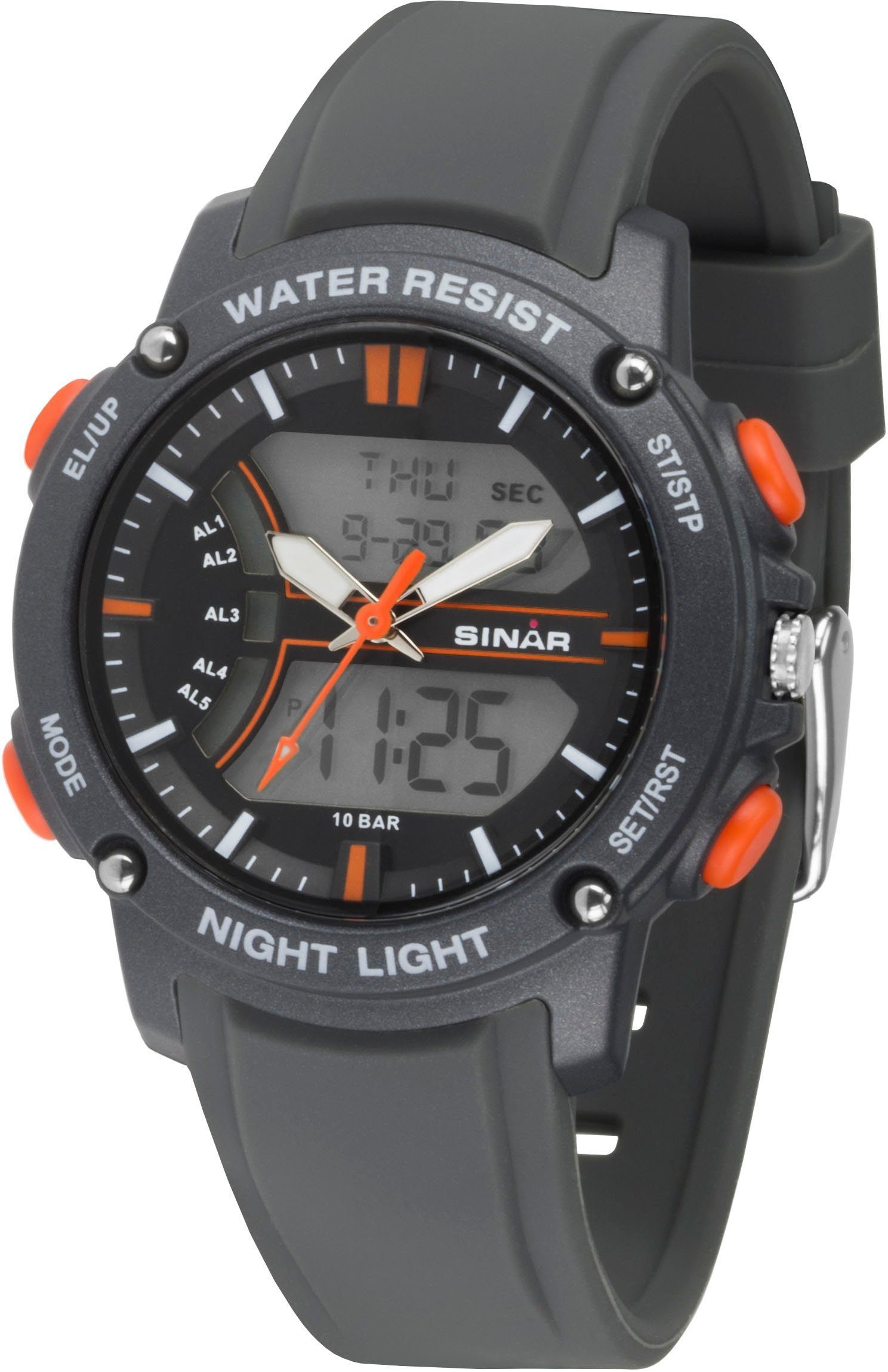 SINAR Quarzuhr XW-27-9, Armbanduhr, Herrenuhr, analaog, digital, Datum