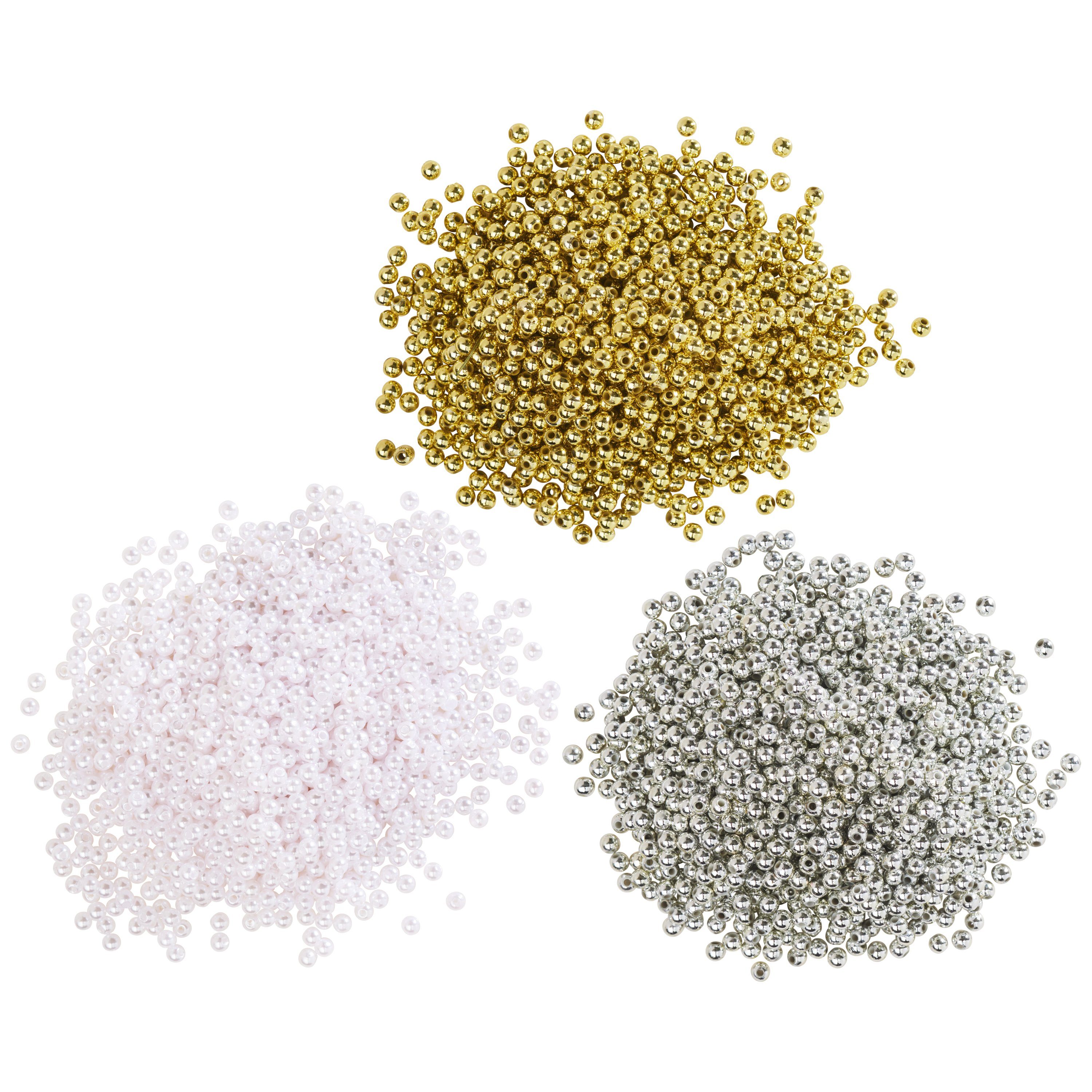 VBS XXL Bastelperlen, (3000-tlg), 4mm, Mix in 3 Farben