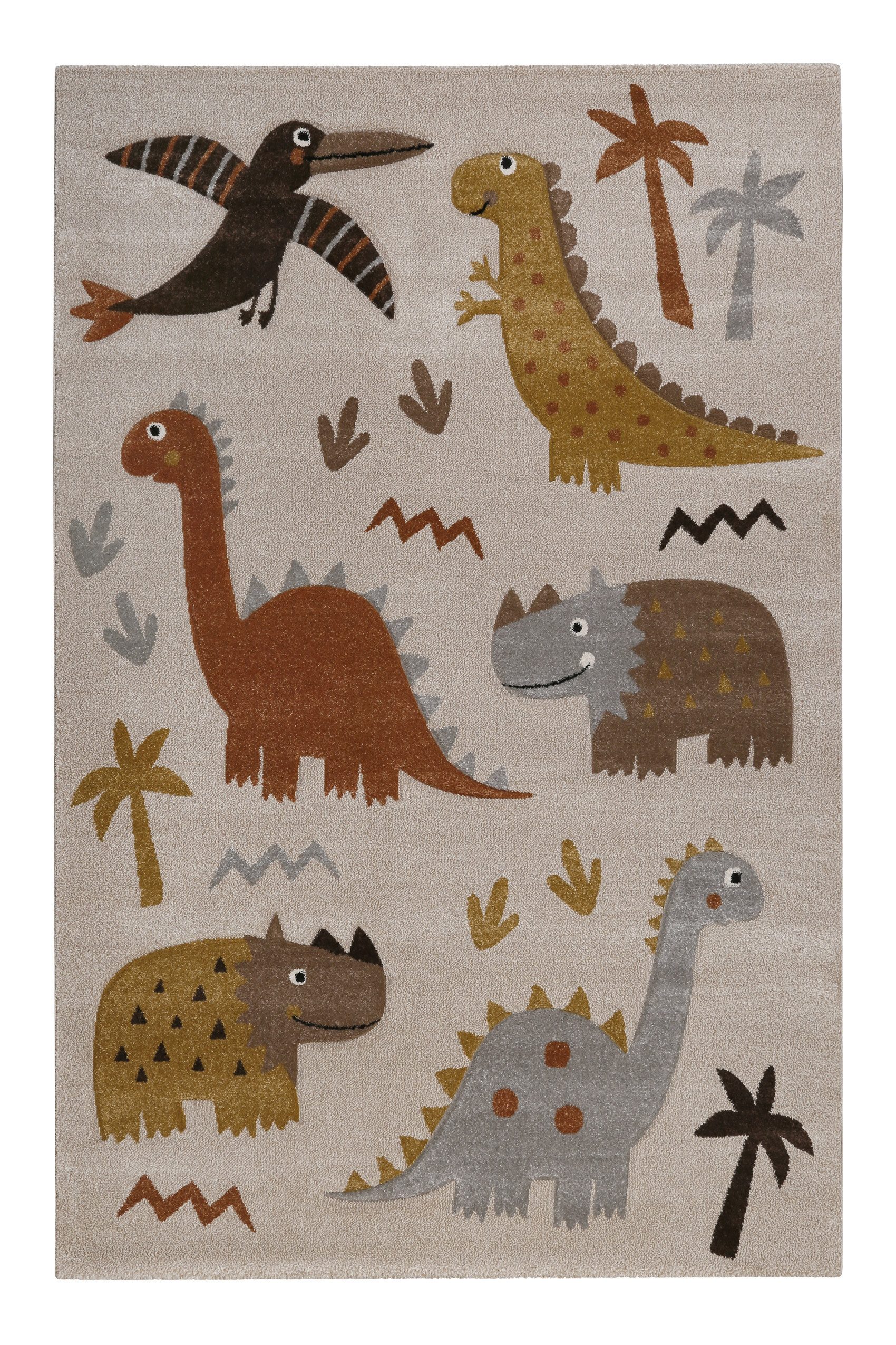 SMART KIDS Kinderteppich T-Rex & Friends, rechteckig, Höhe: 10 mm, Moderner Spielteppich, strapazierfähig, pflegeleicht, Konturenschnitt