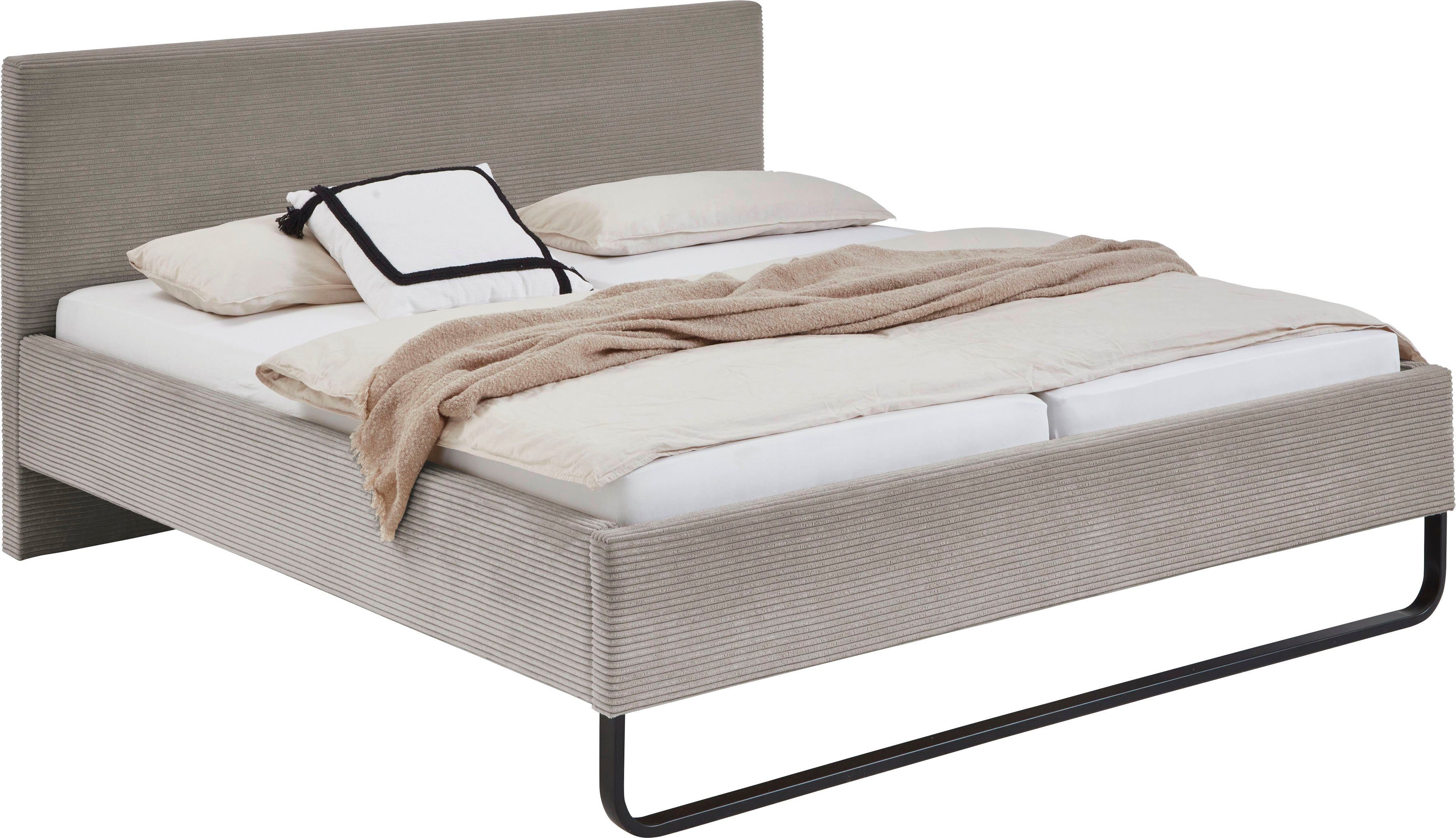 meise.möbel Polsterbett Swing, aus Cordstoff, mit schwarzer Metallkuffe
