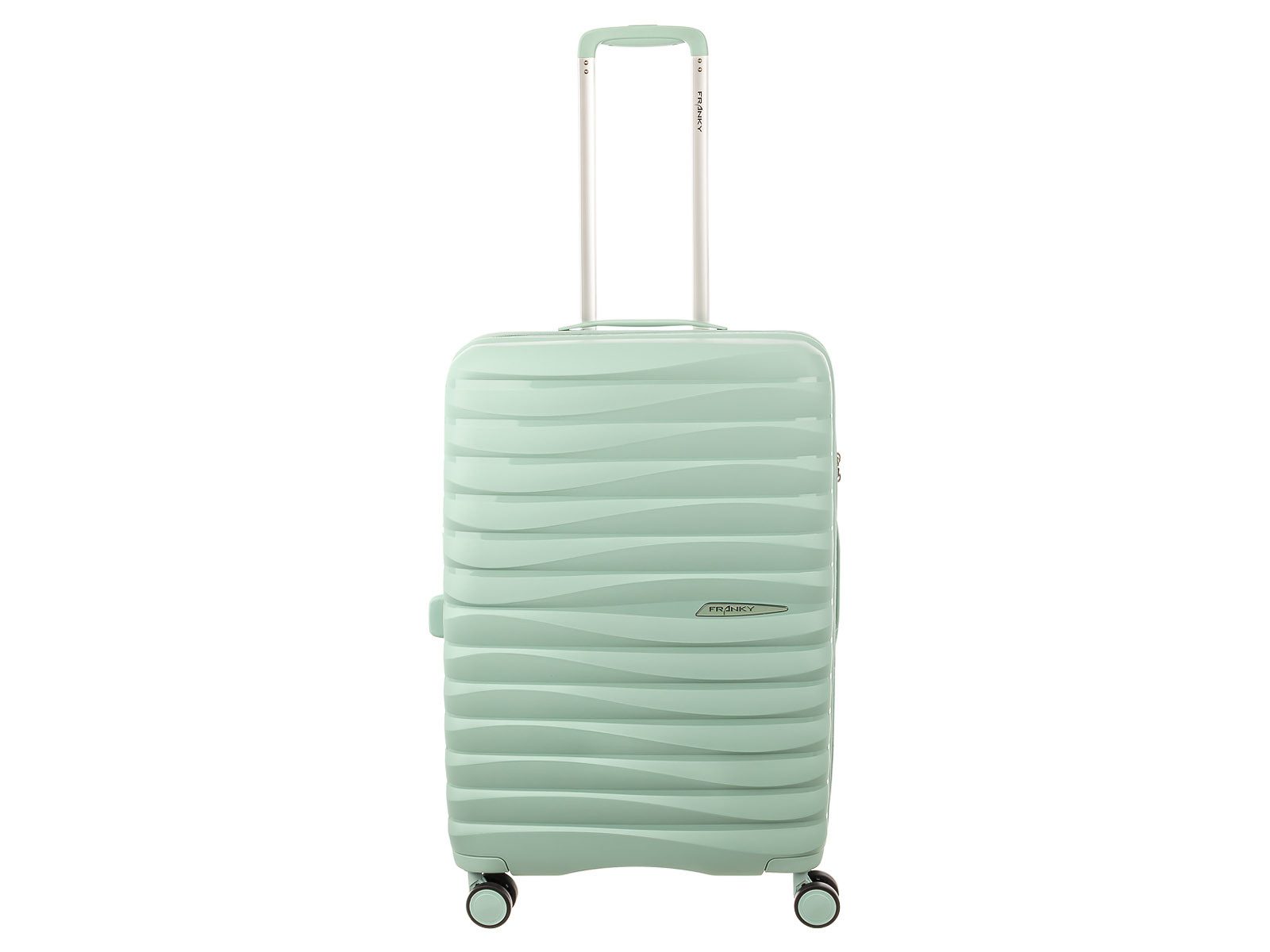 Franky Hartschalen-Trolley PP18 Trolley Hartschalenkoffer Spinner Gr. M, 4 Doppelrollen Rollen, Dehnfalte TSA Schloss