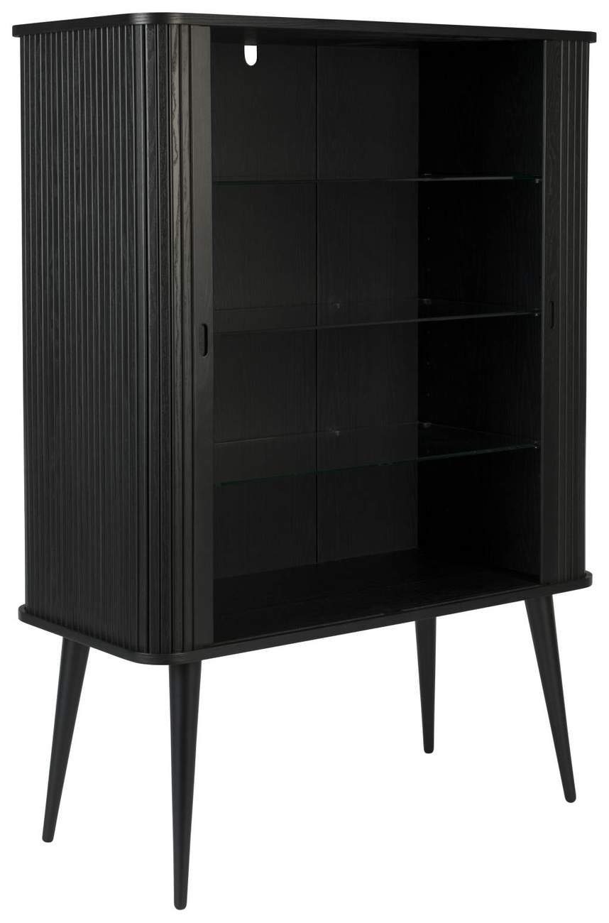 Zuiver Kommode Schrank Kommode BARBIER Schwarz von ZUIVER mit Rollo Schiebetüren