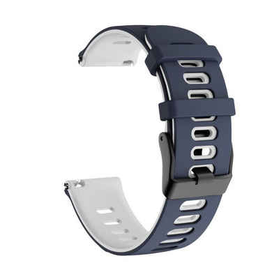 Wigento Smartwatch-Armband Für Garmin Vivoactive 4 Kunststoff / Silikon Armband Uhr Smart Watch Sport Blau / Weiß