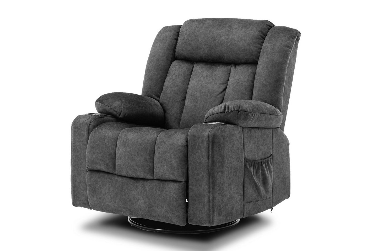 COMHOMA Relaxsessel TV-Sessel Fernsehsessel Ruhesessel mit Wippfunktion, 360° drehbar, Lounge Sessel für Wohnzimmer, Getränkehalter, Seitentaschen